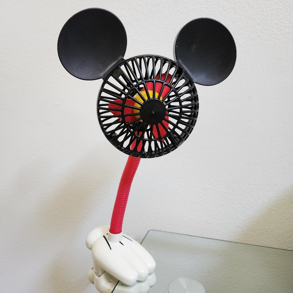 Disney Park Mickey Mouse Ears Flexible Clip on Stroller Fan 16" Battery …